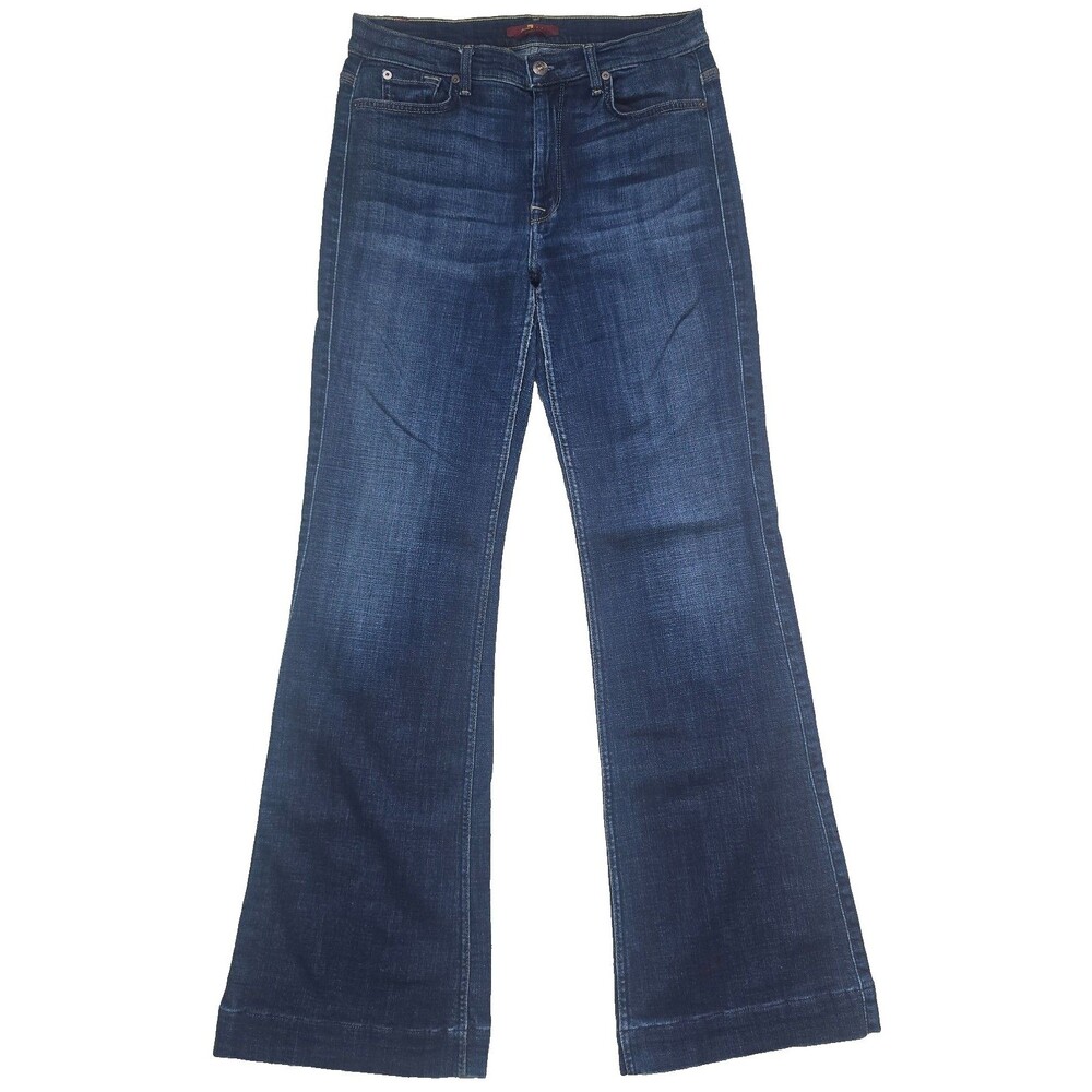 7 For All Mankind Ginger Flared Jeans Womens Size 31 Mid Washed Cotton Mid Rise
